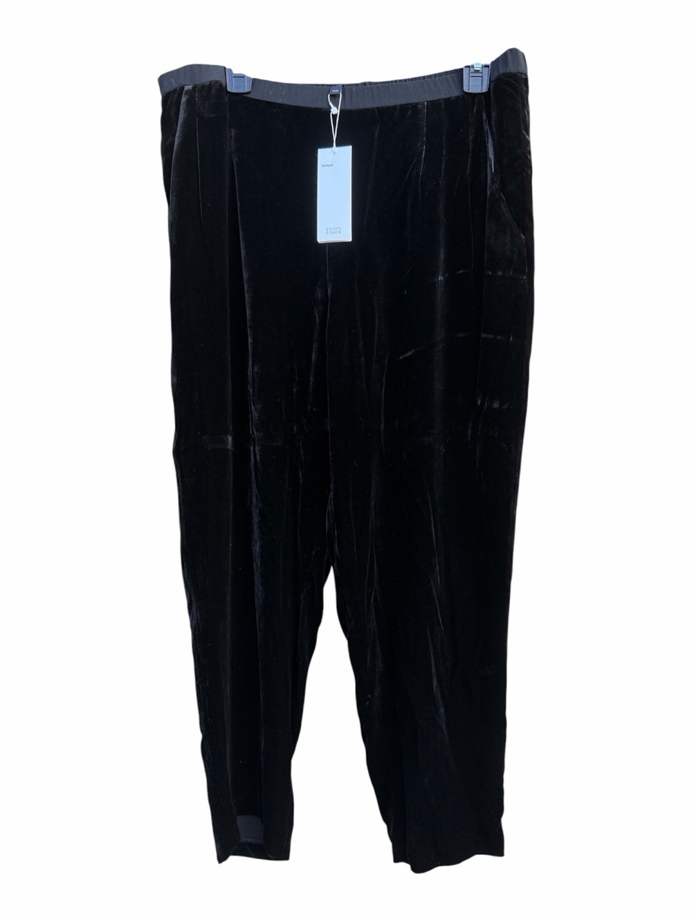 Eileen Fisher Black Velvet Pull-On Ankle Pants size medium NEW